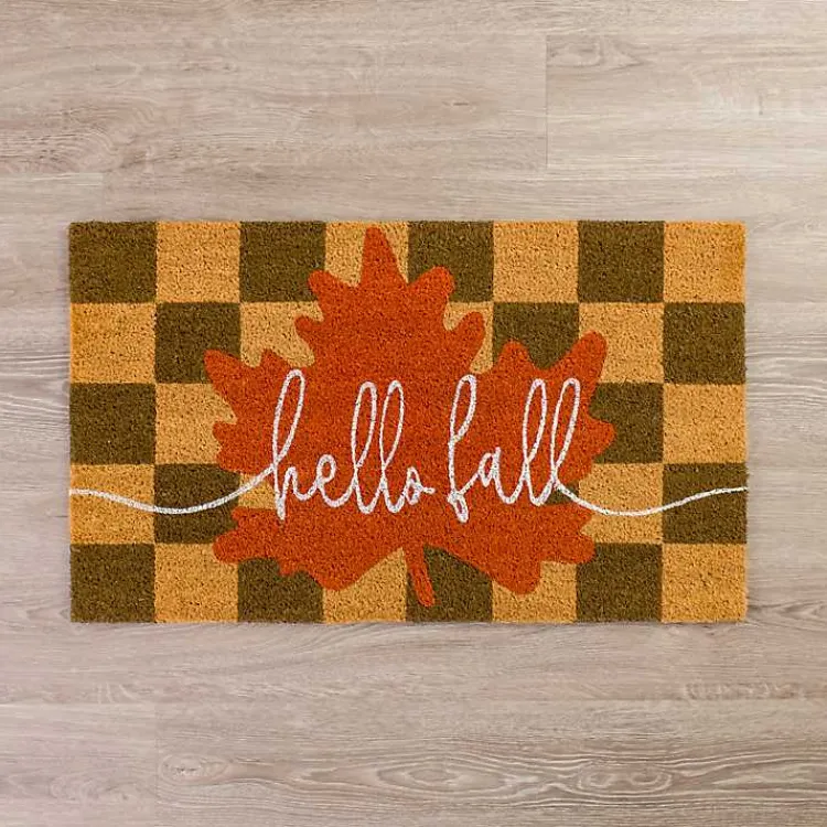 Kirklands Home Doormats|Hello Fall Checkered Doormat
