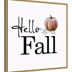 Online Hello Fall Pumpkin Typography Framed Wall Art Fall