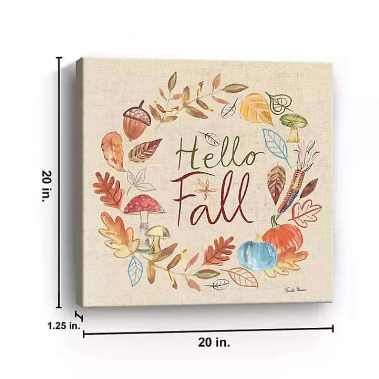Outlet Hello Fall Wreath Canvas Art Print Fall