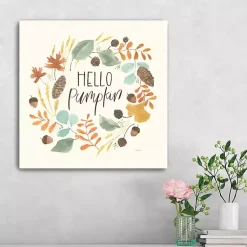 Online Hello Fall Wreath Harvest Canvas Wall Plaque Fall
