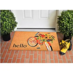 Kirklands Home Doormats|Hello Floral Bicycle Doormat