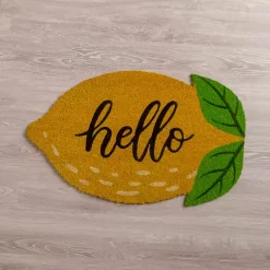Kirklands Home Doormats|Hello Lemon-Shaped Coir Doormat