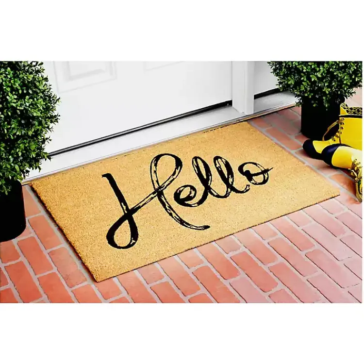 Kirklands Home Doormats|Hello Script Natural Doormat Brown