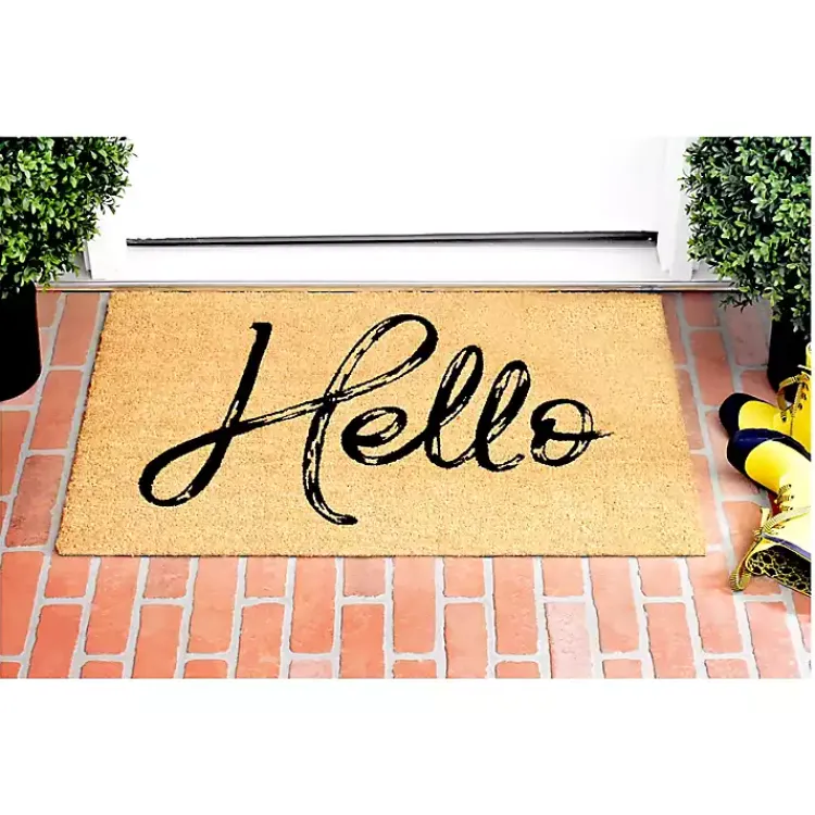 Kirklands Home Doormats|Hello Script Natural Doormat Brown