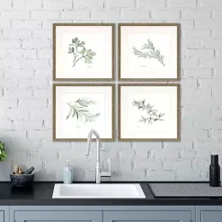 Kirklands Home Framed Art|Herbs 4-pc. Gold Framed Art Print Set Green