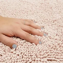 Kirklands Home Bathroom Rugs|High Pile Blush Cotton Non-Skid Classic Bath Mat Pink