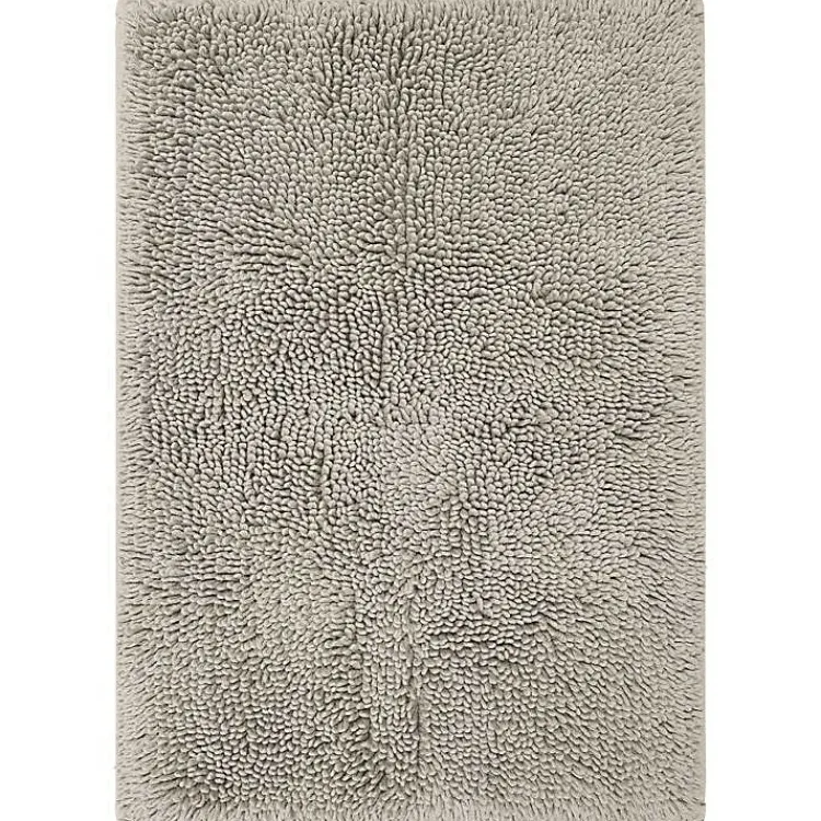 Kirklands Home Bathroom Rugs|High Pile Silver Cotton Non-Skid Classic Bath Mat Gray