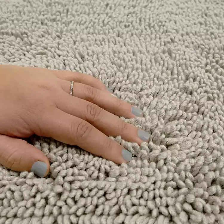 Kirklands Home Bathroom Rugs|High Pile Silver Cotton Non-Skid Classic Bath Mat Gray