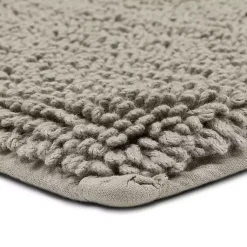 Kirklands Home Bathroom Rugs|High Pile Silver Cotton Non-Skid Classic Bath Mat Gray