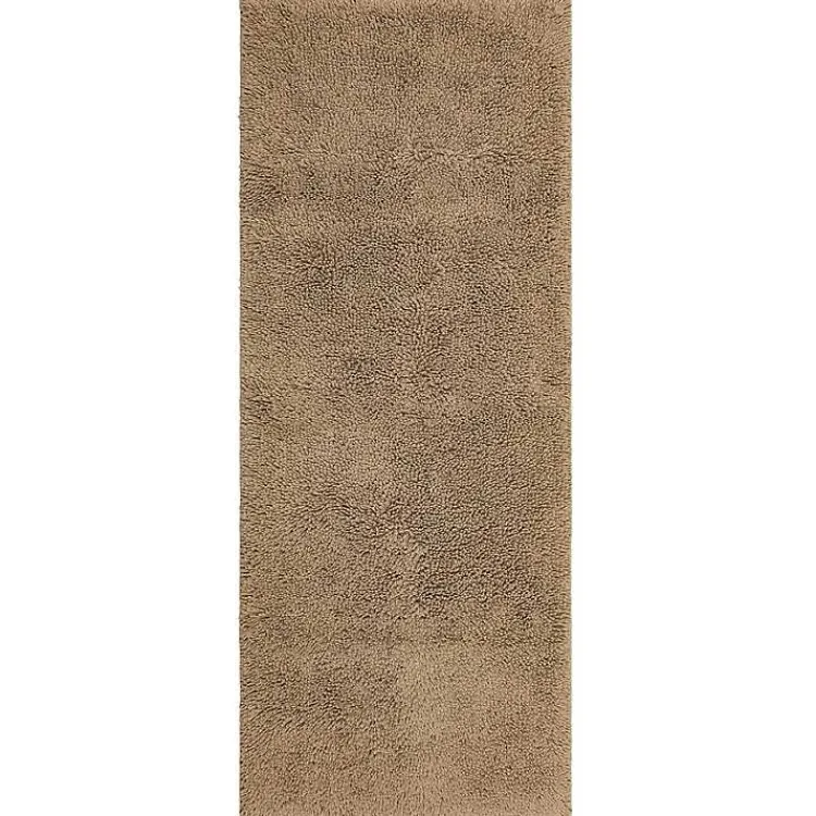 Kirklands Home Bathroom Rugs|High Pile Taupe Cotton Non-Skid Classic Bath Mat Tan