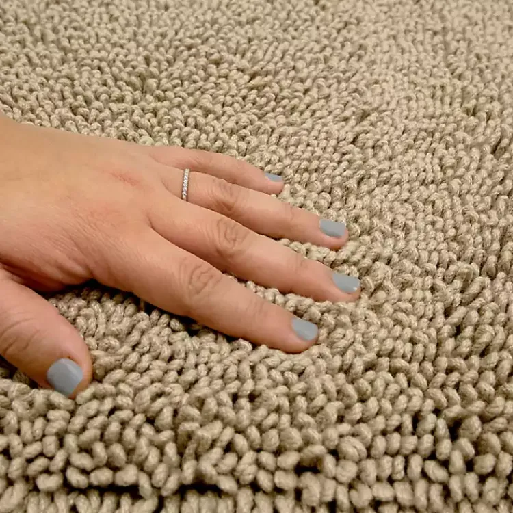 Kirklands Home Bathroom Rugs|High Pile Taupe Cotton Non-Skid Classic Bath Mat Tan