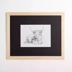 Kirklands Home Framed Art|Highland Cattle Sketch Framed Art Print