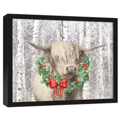 Online Highland Cow Wreath Framed Canvas Art Print Christmas Art & Wall Decor