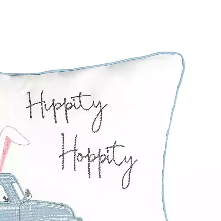 Clearance Hippity Hoppity Blue Truck Accent Pillow Easter Decorations