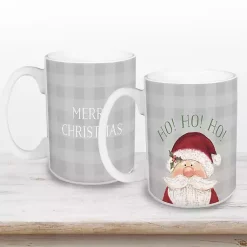 Ho Ho Ho Santa Checkered Christmas Mugs, Set of 2 Christmas Dining & Entertaining