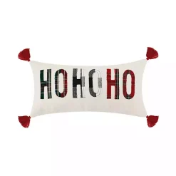 Online Ho Ho Ho Tassel Plaid Christmas Lumbar Pillow Pillows