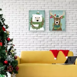 Outlet Holiday Animals Canvas Art Prints, Set of 2 Christmas Art & Wall Decor