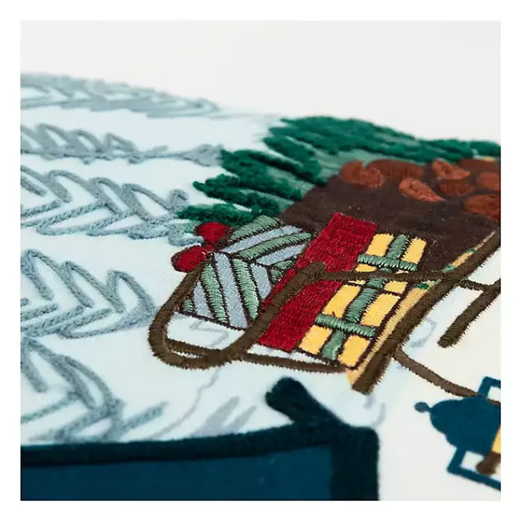 Sale Holiday Campsite Embroidered Throw Pillow Christmas Pillows