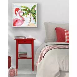 Clearance Holiday Flamingo Framed Canvas Art Print Christmas Art & Wall Decor
