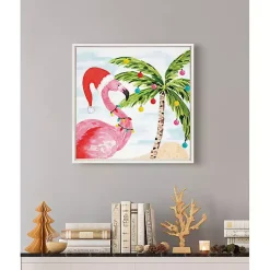 Clearance Holiday Flamingo Framed Canvas Art Print Christmas Art & Wall Decor