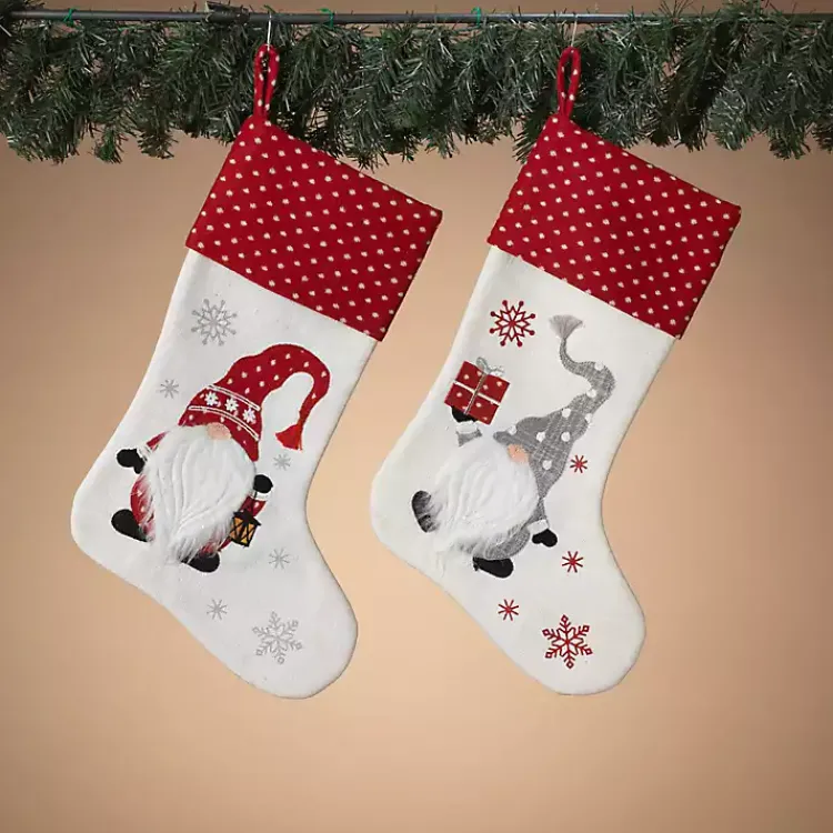 Discount Holiday Gnome Christmas Stockings, Set of 2 Christmas Stockings & Stocking Holders