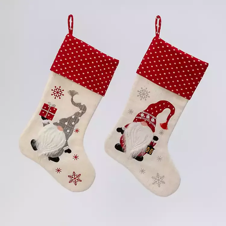 Discount Holiday Gnome Christmas Stockings, Set of 2 Christmas Stockings & Stocking Holders