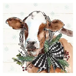 Discount Holiday on the Farm Cow Canvas Art Print Christmas Art & Wall Decor