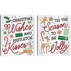 Online Holiday Phrase Canvas Art Prints, Set of 2 Christmas Art & Wall Decor