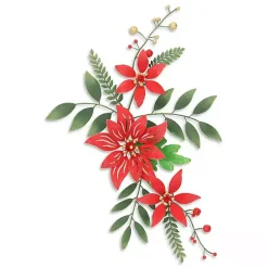 Best Holiday Poinsettia Floral Spray Wall Plaque Christmas Art & Wall Decor