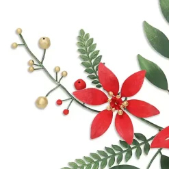 Best Holiday Poinsettia Floral Spray Wall Plaque Christmas Art & Wall Decor