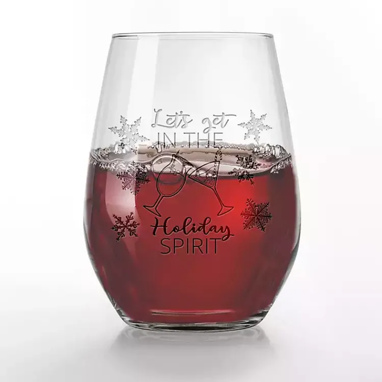 Hot Holiday Spirit Etched Wine Glasses, Set of 2 Christmas Dining & Entertaining