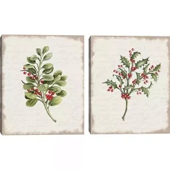 Sale Holly Berries Canvas Art Prints, Set of 2 Christmas Art & Wall Decor