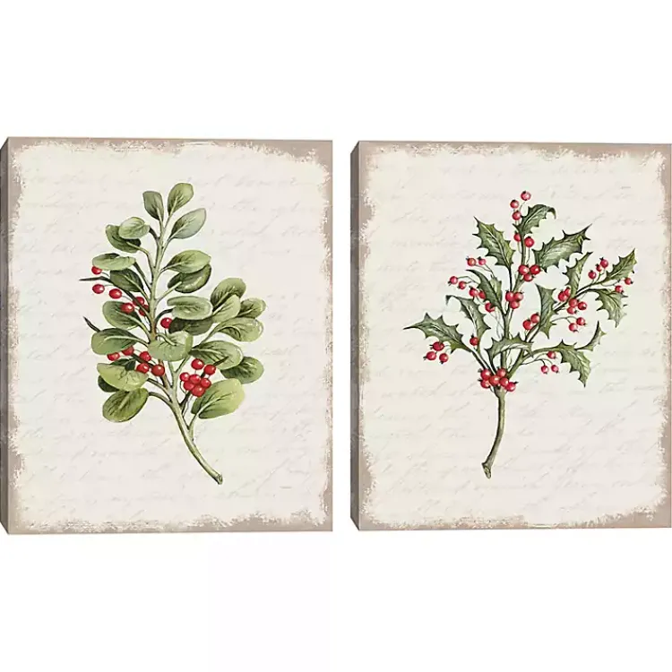 Sale Holly Berries Canvas Art Prints, Set of 2 Christmas Art & Wall Decor