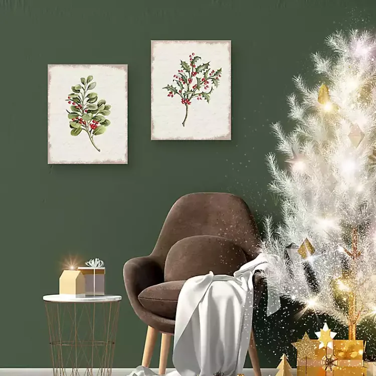 Sale Holly Berries Canvas Art Prints, Set of 2 Christmas Art & Wall Decor