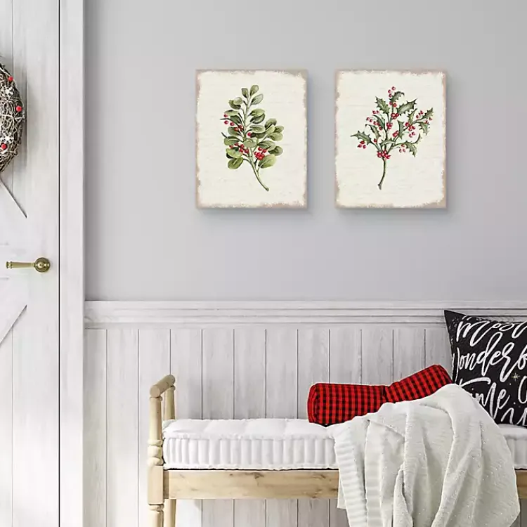Sale Holly Berries Canvas Art Prints, Set of 2 Christmas Art & Wall Decor