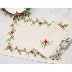 Clearance Holly Berry 8-pc. Placemat and Napkin Set Christmas Dining & Entertaining