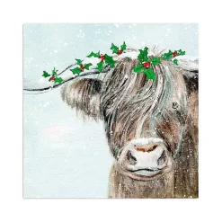 Clearance Holly Highland Cow Canvas Art Print Christmas Art & Wall Decor