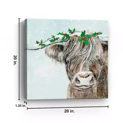 Clearance Holly Highland Cow Canvas Art Print Christmas Art & Wall Decor