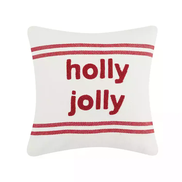 New Holly Jolly Double Stripe Christmas Throw Pillow Pillows