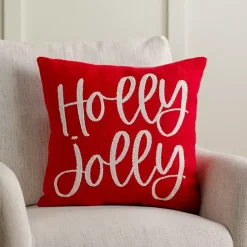 Online Holly Jolly Embroidered Pillow Pillows