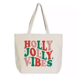 Best Holly Jolly Vibes Canvas Tote Bag Christmas Decorations