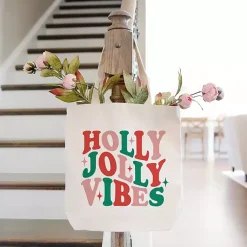 Best Holly Jolly Vibes Canvas Tote Bag Christmas Decorations