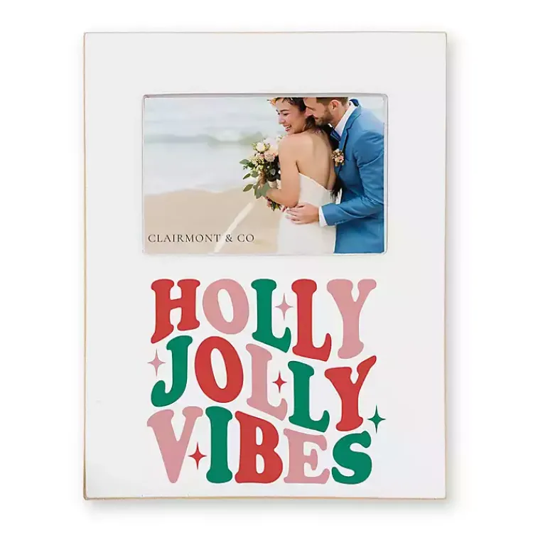 New Holly Jolly Vibes Christmas Picture Frame, 4x6 Christmas Decorations