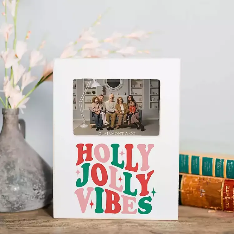 New Holly Jolly Vibes Christmas Picture Frame, 4x6 Christmas Decorations