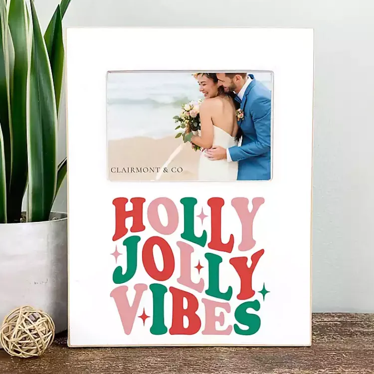 New Holly Jolly Vibes Christmas Picture Frame, 4x6 Christmas Decorations