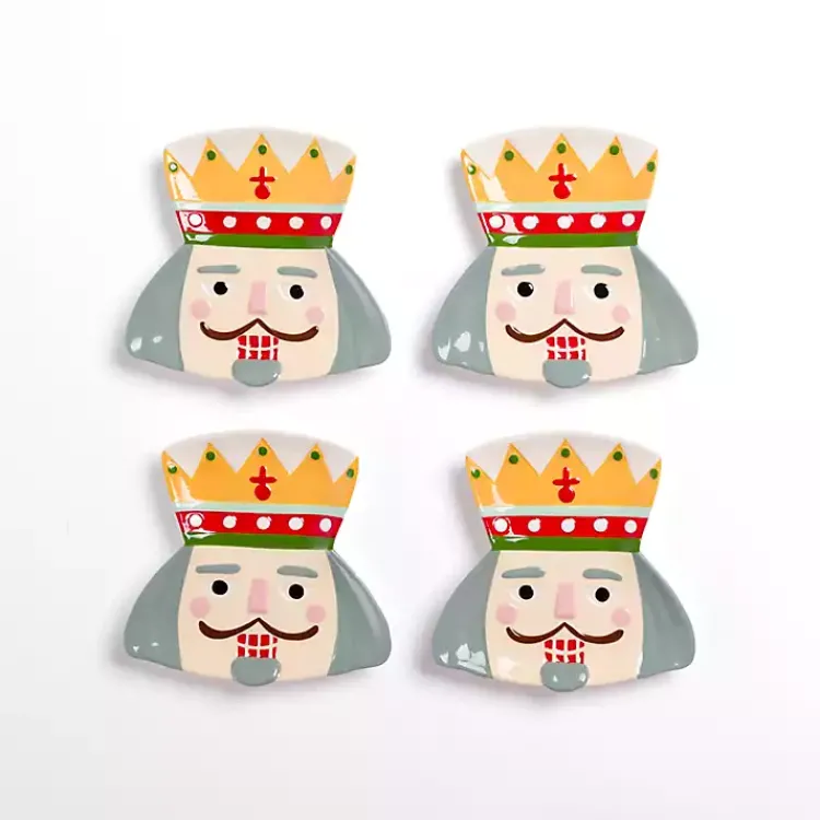 Kirklands Home Dinnerware|Holly Nutcracker Shaped Appetizer Plates, Set of 4 Multi