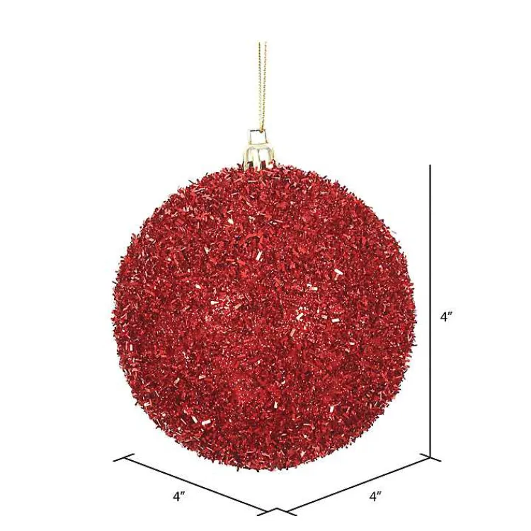 Clearance Holly Tinsel 4-pc. Christmas Ornament Set Christmas Ornaments