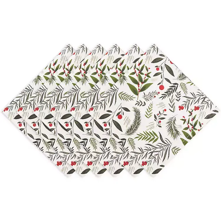 Holly Twigs Cotton Napkins, Set of 6 Christmas Dining & Entertaining