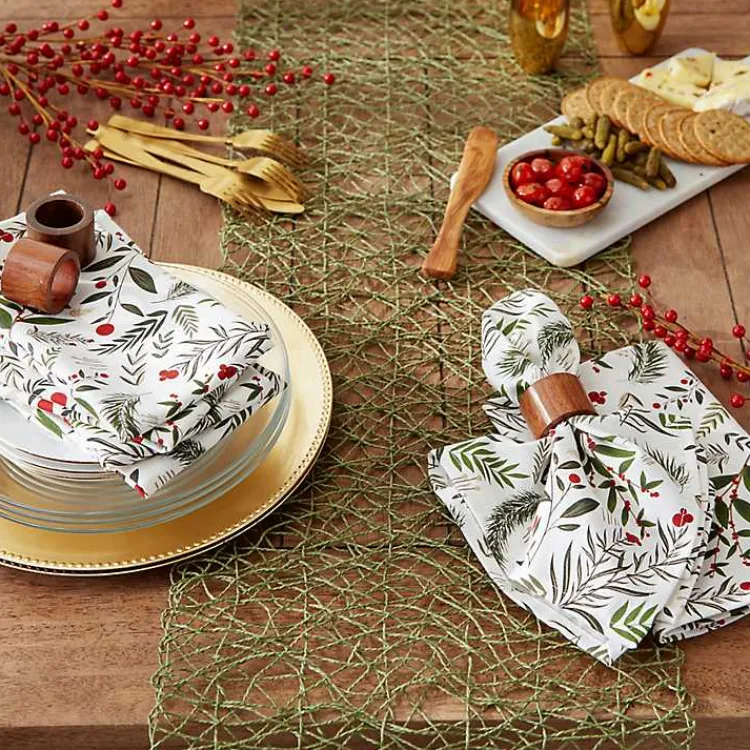 Holly Twigs Cotton Napkins, Set of 6 Christmas Dining & Entertaining