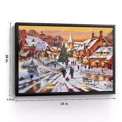 New Hometown Snow Day Framed Canvas Art Print Christmas Art & Wall Decor